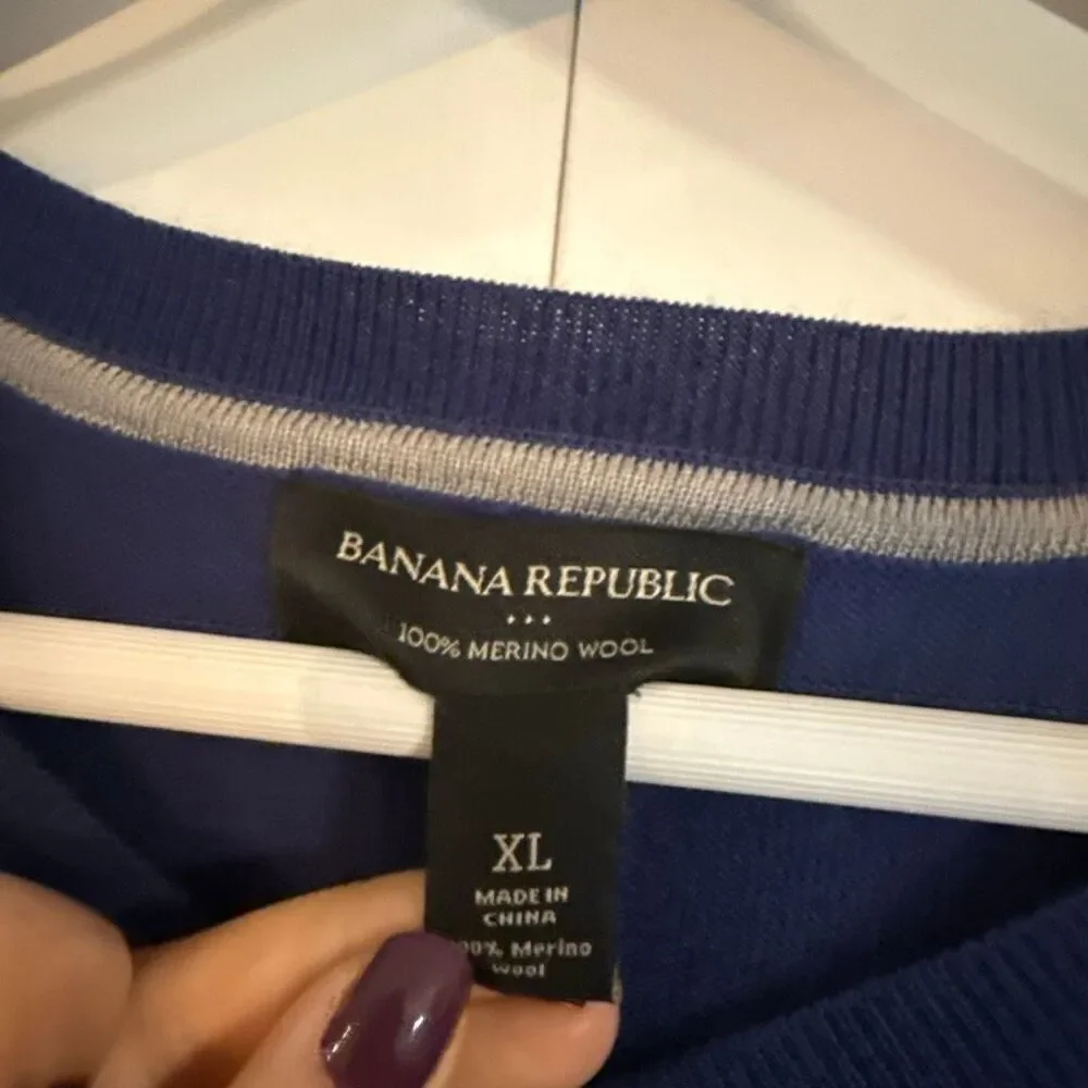 Banana Republic 100% merino wool argyle sweater XL